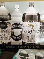 Graduation Beverage Soda 2 Liter Bottle Labels 4 Ct Awesome Grad Tassel Party
