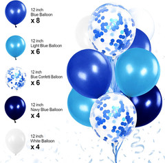 Blue Birthday Party Decorations Set Balloons Banner Pom Poms Curtain Boy Theme