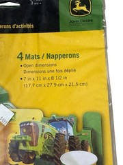 John Deere Child’s Birthday Party Pop-Up Activity Place Mats 4 in Pack 12 Total