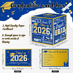 Blue and Gold 2026 Graduation Party Decorations, Blue and Gold Graduation Card B