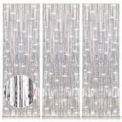 Accevo Silver Party Streamers 3Pack Metallic Tinsel Foil 3 Pack,