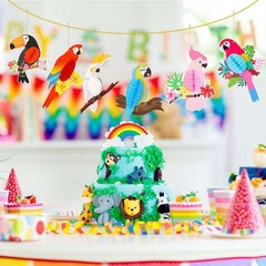 6pcs Tropical Bird Hanging Decoration Parrot Paper Hawaiian Party Bar Wall Decor