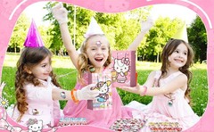 110 Pcs Hello Kitty Party Favors,Hello Kitty Kids Party Bag Sticker Chain Badge