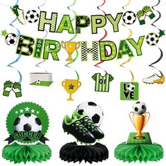 16 Pcs Soccer Birthday Party Decorations Include Soccer Happy Birthday Banner…