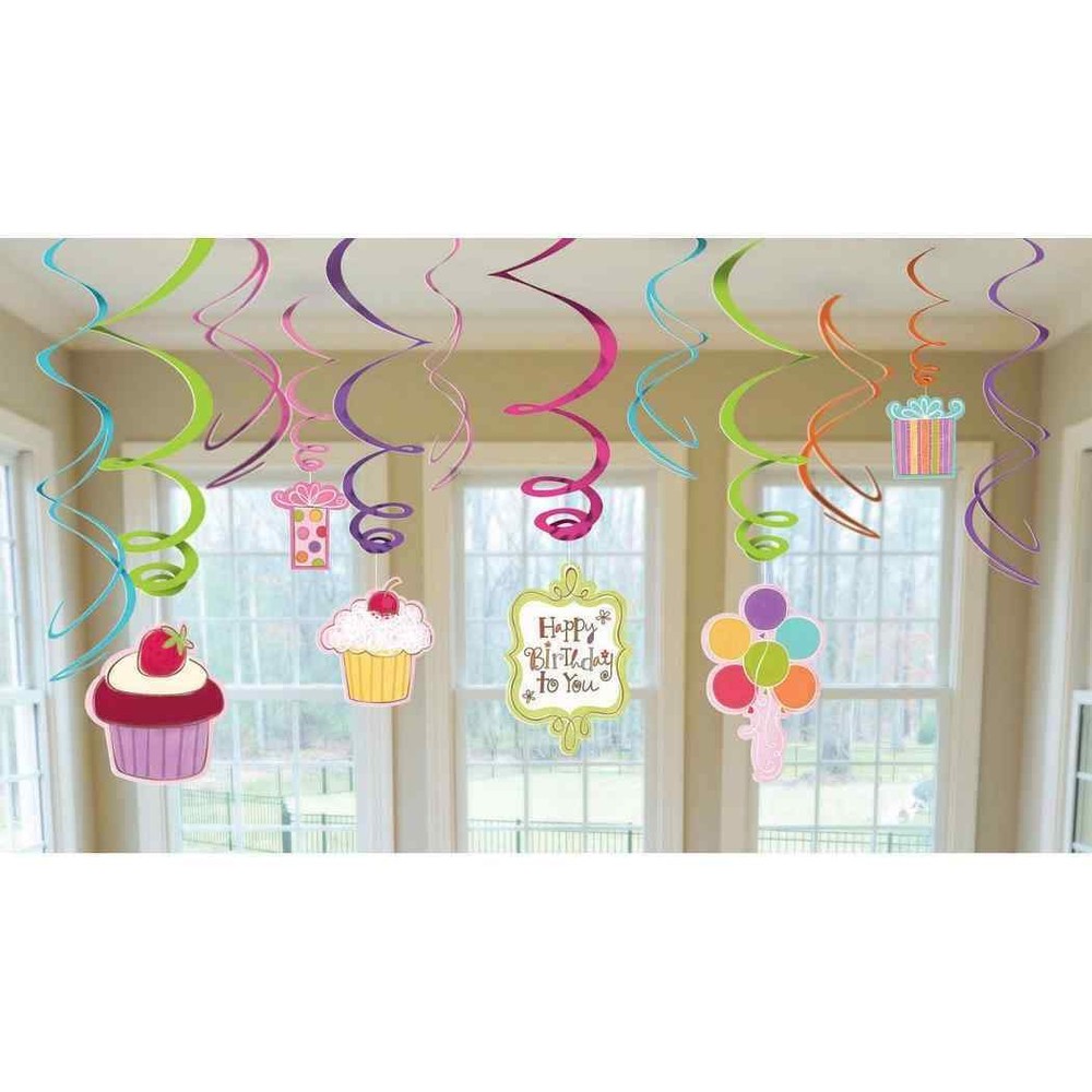 Sweet Stuff Cake Cupcake Food Dessert Birthday Party Hanging Swirl Decorations