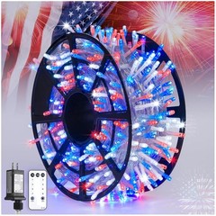 Memory & Timer Function – Red White Blue Memorial Day Lights