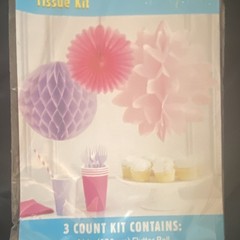 Tissue Kit Hanging Party Decorations, Paper Pink & Purple, 3 Count
