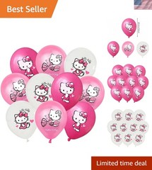 18pcs hello Pink Cats Birthday Party Balloons for Pink Kawaii Cats Themed Bir…