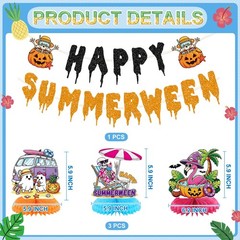 10PCS Happy Summerween Party Decorations Kit, Glitter Summer Halloween Banner…
