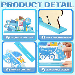 6 Pcs Blue Baby Shower Wooden Table Centerpieces It’s a Boy Baby Shower Decorati