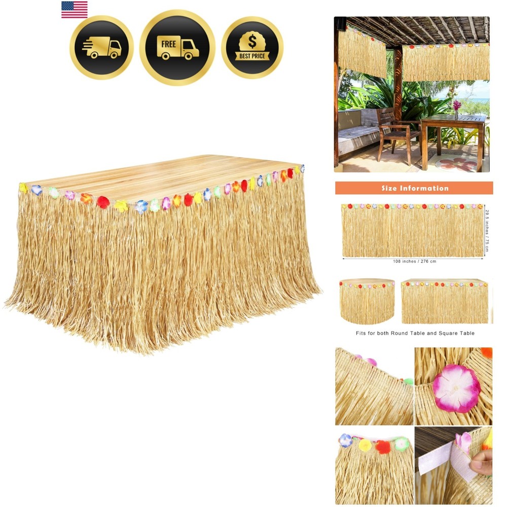 Hawaiian Luau Grass Table Skirt Tropical Party Decorations 9 Feet x 29.5 Inch