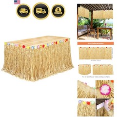 Hawaiian Luau Grass Table Skirt Tropical Party Decorations 9 Feet x 29.5 Inch