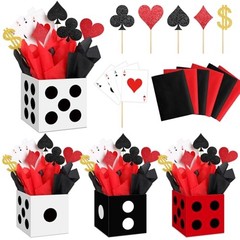 Zhanmai Set Casino Theme Party Decorations 6 x 6 x 6 Inch Paper Poker Boxes 16