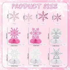 Frozen Winter Wonderland Party Decorations – 12Pcs Pink White Silver Snowflake H
