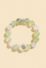 Natural Prehnite Aquamarine Beaded Bracelet with Shell White Howlite for Women