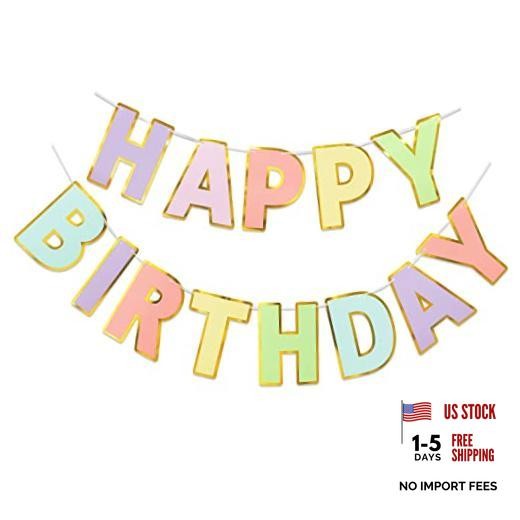 Happy Birthday Banner – 9ft Pre-Strung Happy Birthday Sign for Women, Macaron