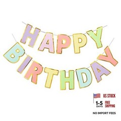 Happy Birthday Banner – 9ft Pre-Strung Happy Birthday Sign for Women, Macaron
