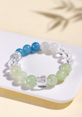 Natural Prehnite Aquamarine Beaded Bracelet with Shell White Howlite for Women