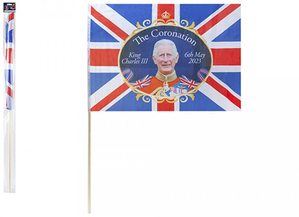 PACK OF 12 CORONATION FLAGS – 24″X16″ WITH A 27″ STICK