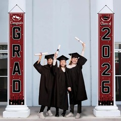 Graduation Decorations 2026 – Maroon Congrats Grad Porch Banner for Gradua