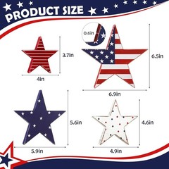 Vintage Star-Shaped July 4th Decor – 4 Count Rustic American Table Centerpiece