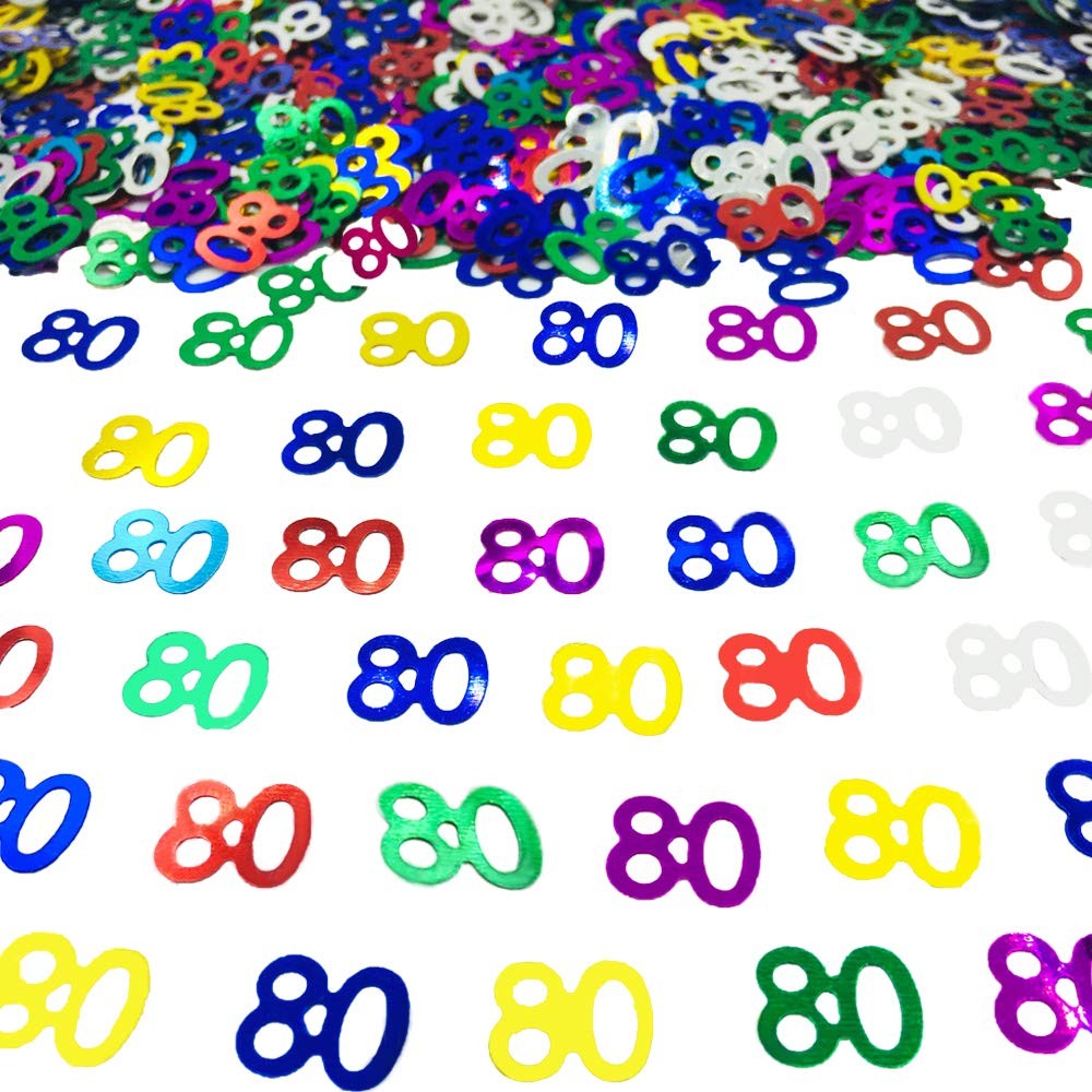 Number 80 Confetti Birthday Anniversary Event Party Decor 1.5 oz Multi