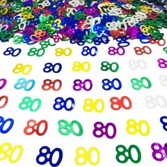 Number 80 Confetti Birthday Anniversary Event Party Decor 1.5 oz Multi