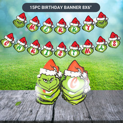 Grinchmas Xmas tableware party supplies decoration balloon centerpiece gift