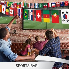 Vivid Flag Bunting for World Cup Parties, 33 Feet of Soccer Celebration Decor