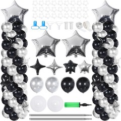 Gejoy 110 Pcs Black Silver Balloons Column Stand Kit Adjustable Tower Stand