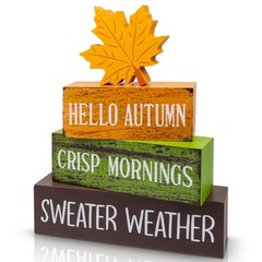 4 Pcs Fall Decor Wooden Tiered Tray Decor Maple Leaf Autumn Decorations Gifts…