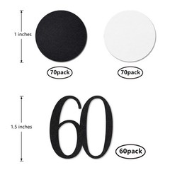 Black Glitter 60th Birthday Confetti Number 60 Table Scatter Decor 200 PCS
