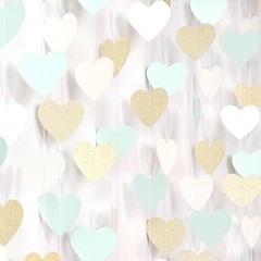 Sage-Green Gold Tea Party Decorations Heart Garland – 52Ft Sage-green Gold Tea