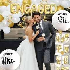 All-In-One Engagement Party Decorations: 248-Piece Gold & White Celebration Set