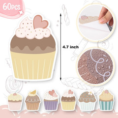 60 Pcs Colorful Cupcake Cutouts for Classroom, Back to School Decorations, Birth