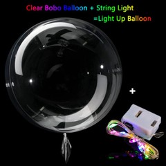 10 Pack LED Light Up BoBo Balloons 20″ Party Birthday Transparent Bubble Balloon