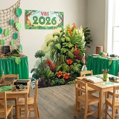 VBS 2026 47.2 x 48.4 Inch Large Rainforest Theme Party Decoration Vacation Bi…
