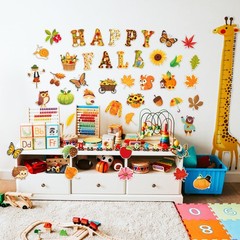 80 PCS Fall Cutouts Bulletin Board Decorations Set Pumpkin Maple Leaf Autumn