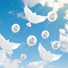 Skylety 36 Pcs Memorial Balloons with 4 Peace Dove Balloons to Release in Sky Re