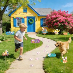 AhfuLife Easter Decorations Set, Happy Bunny Decoration Set