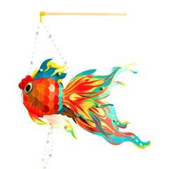 Chinese New Year Paper Lanterns Chinese Lanterns Kits Diy Fish-Shaped