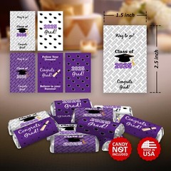 Class of 2025 Graduation Mini Candy Wrapper | Set of 60 Stickers | Purple Theme