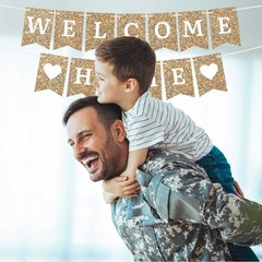 Pre-strung Welcome Home Banner – No DIY 72 inches x 7 x 5 inches, Gold