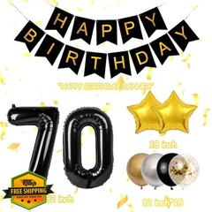 Wclliuchi 70th Black Gold Birthday Decor