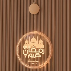 Ramadan Eid Decoration Mubarak Wood Ornament Hanging Lamp Pendant For Home Decor