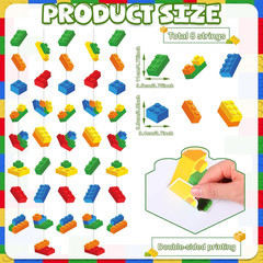 8Pcs Building Blocks Garlands Colorful Brick Hanging Ceiling Decorations Banner