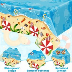 Complete 122PCS Summer Tableware Set: Tropical Plates, Forks & Tablecloth for 30