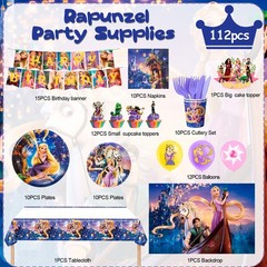 Rapunzel Princess Birthday Party Supplies,Princess Party Decorations & Tableware