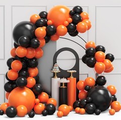Orange and Black Balloons Arch Garland Kit 134Pcs Halloween with Different Size