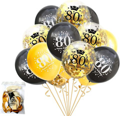 80Th Birthday Balloons Black and Gold 80Th Birthday Party Decorations for Men an